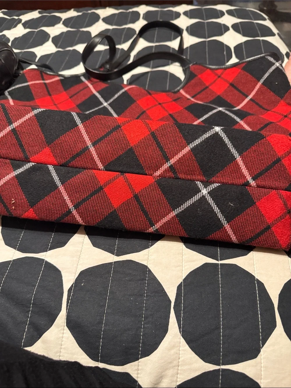 Victoria's Secret Red and Black Plaid Duffel with Signature Monogram